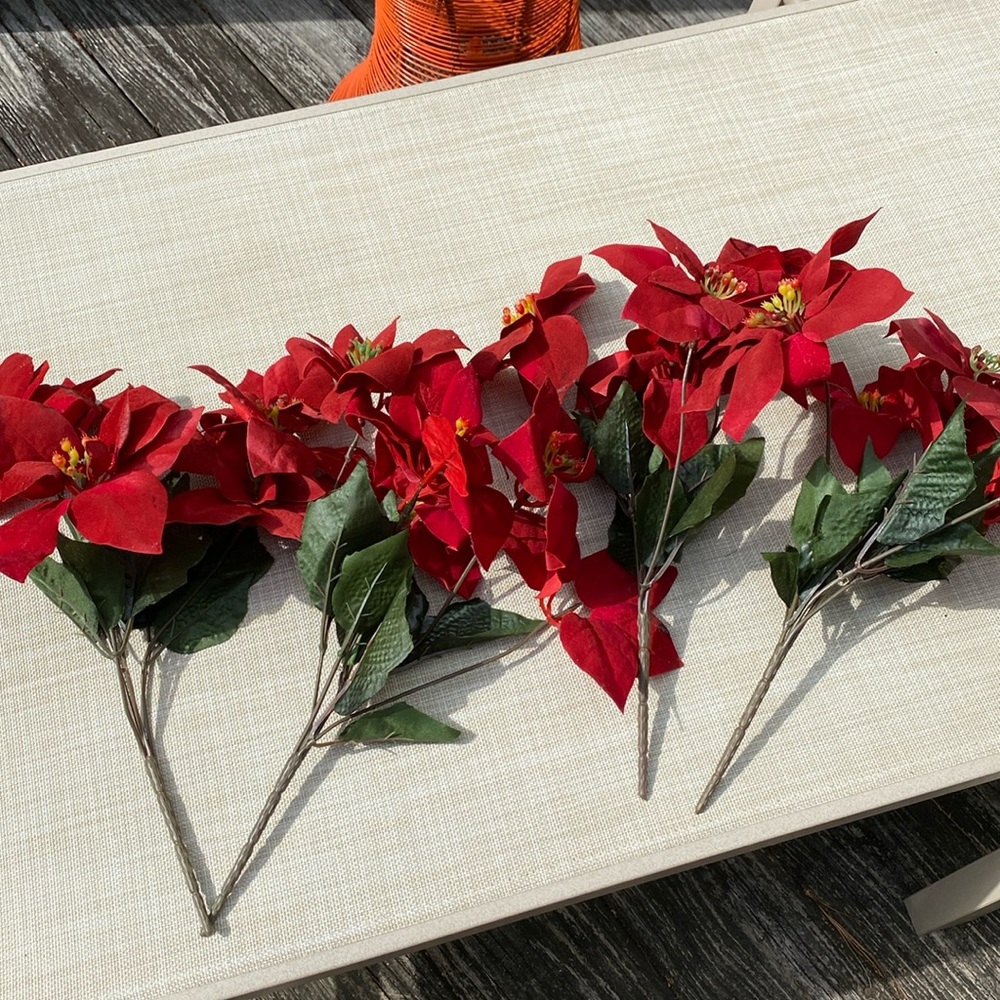 Set of 4 faux poinsettias